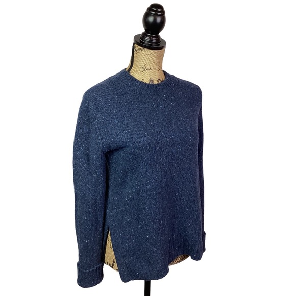 VINCE Speckled Wool Alpaca Blend Crew Sweater Blue Women Small - Picture 2 of 10